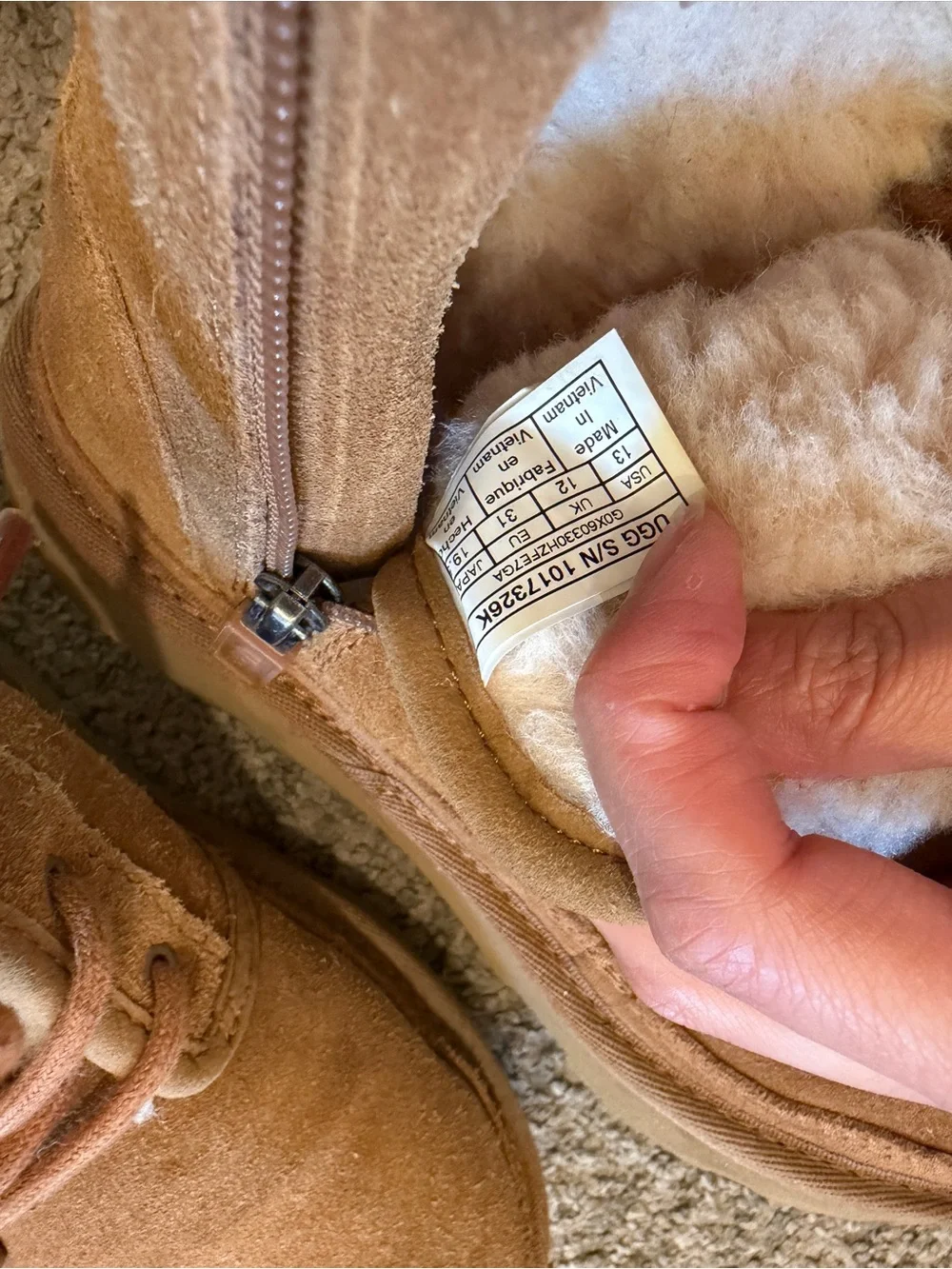 Kids Tan Suede UGG Winter Boots with Fur Lining size 13